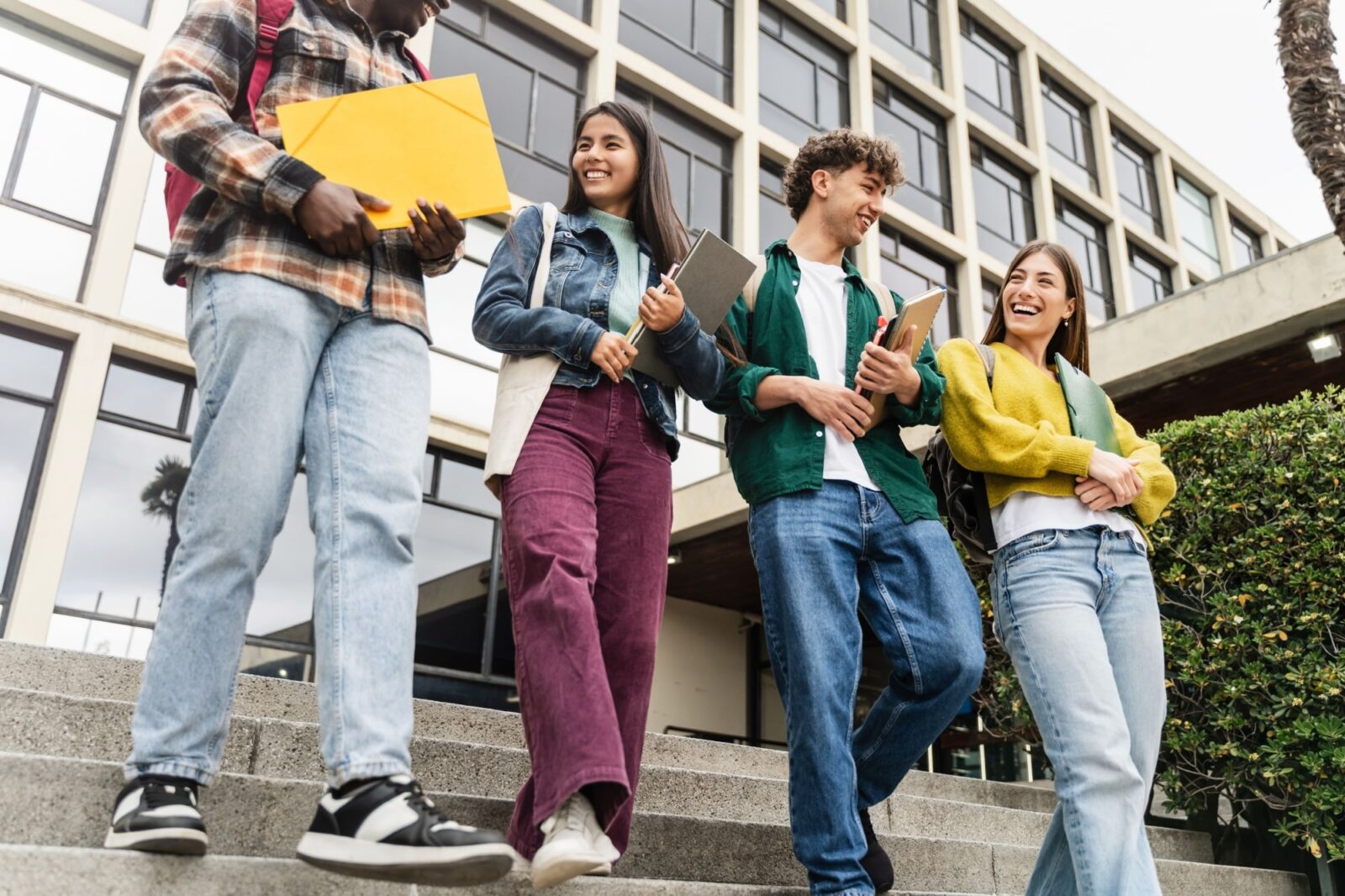 University Students Walking College staircase
